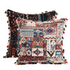 Boho Leaf-Print Tassel Throw Pillow Cover