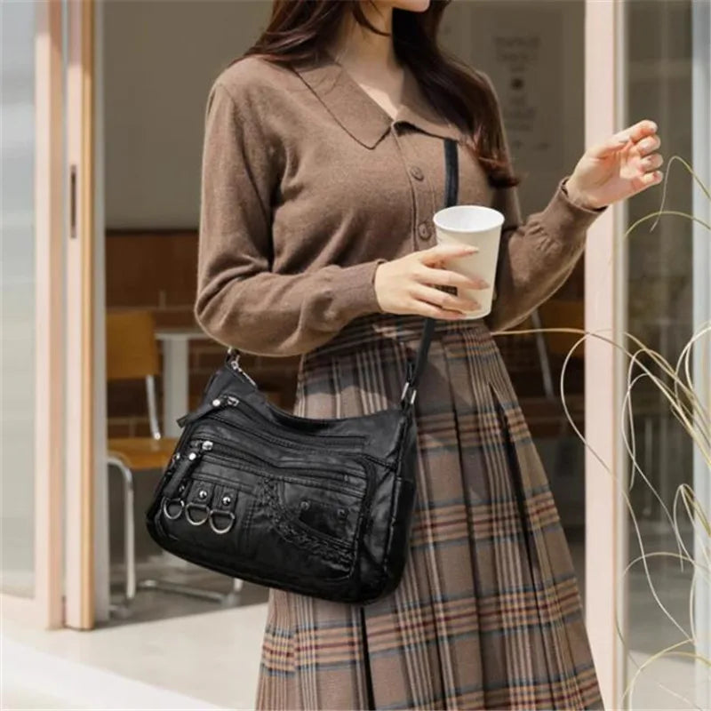 Vintage PU Crossbody Bag