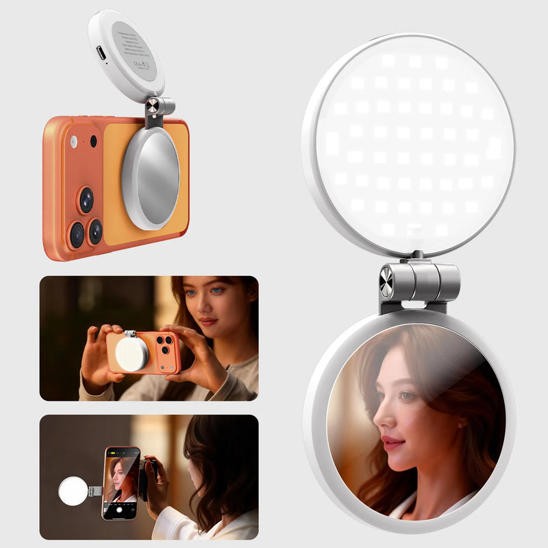 Magnetic Selfie Ring Light with Mirror & Phone Stand