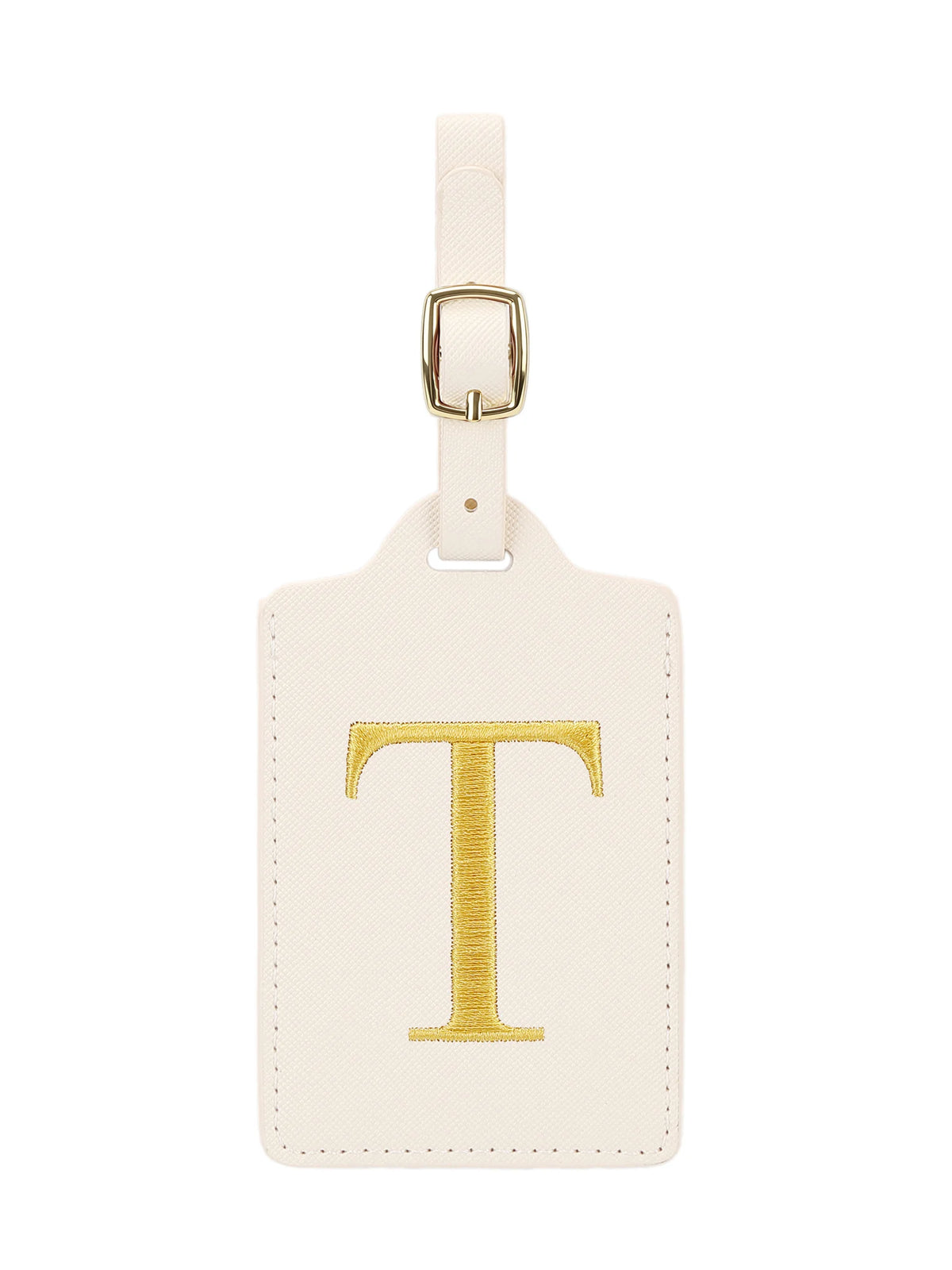 Personalized Embroidered Leather Luggage Tag with Letter Initial