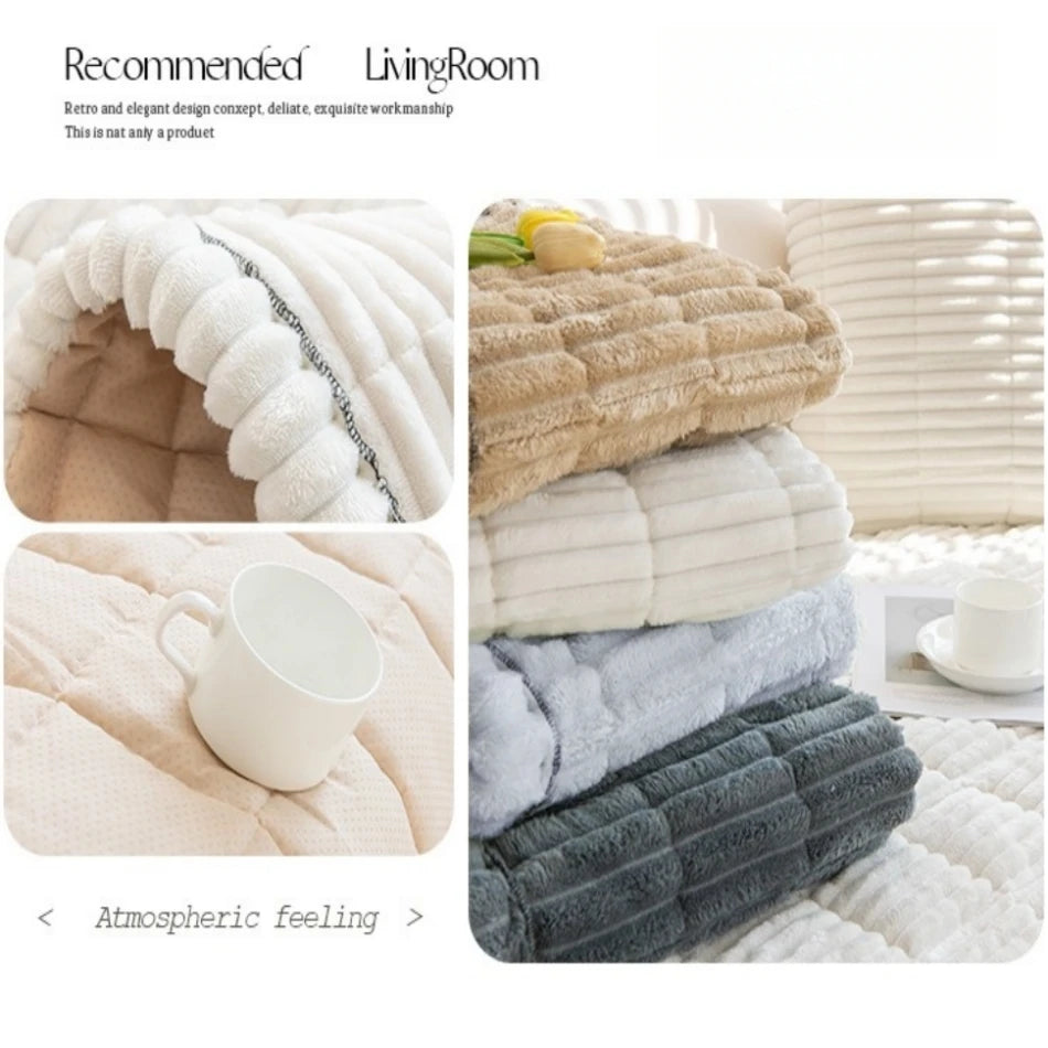 Cozy Quilted Flannel Sofa Pad with Anti-Slip Backing