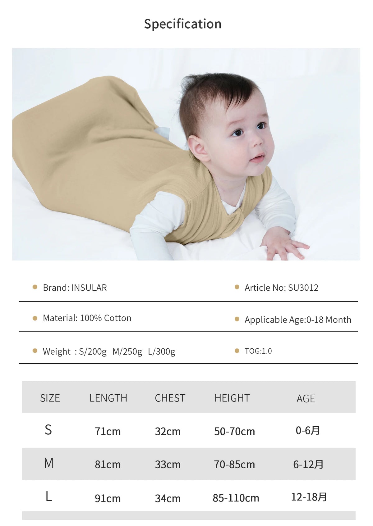 Muslin Cotton Baby Sleeping Bag – Anti-Kicking Cocoon for Newborns to 18 Months