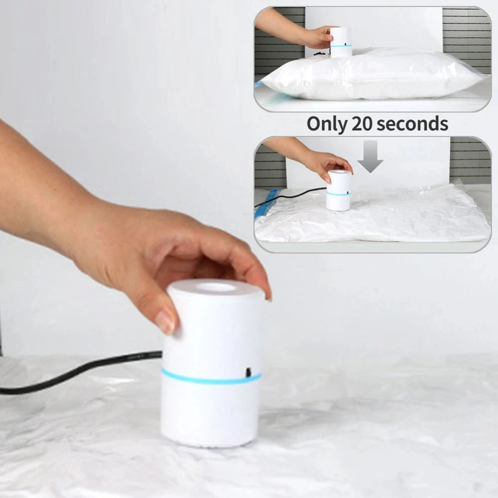 Electric Vacuum Compression Pump for Space-Saving Storage