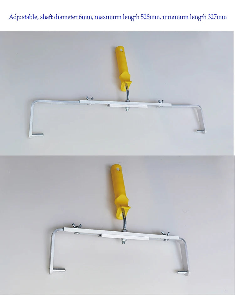 Adjustable paint roller with an aluminum alloy handle and a metal frame for painting.