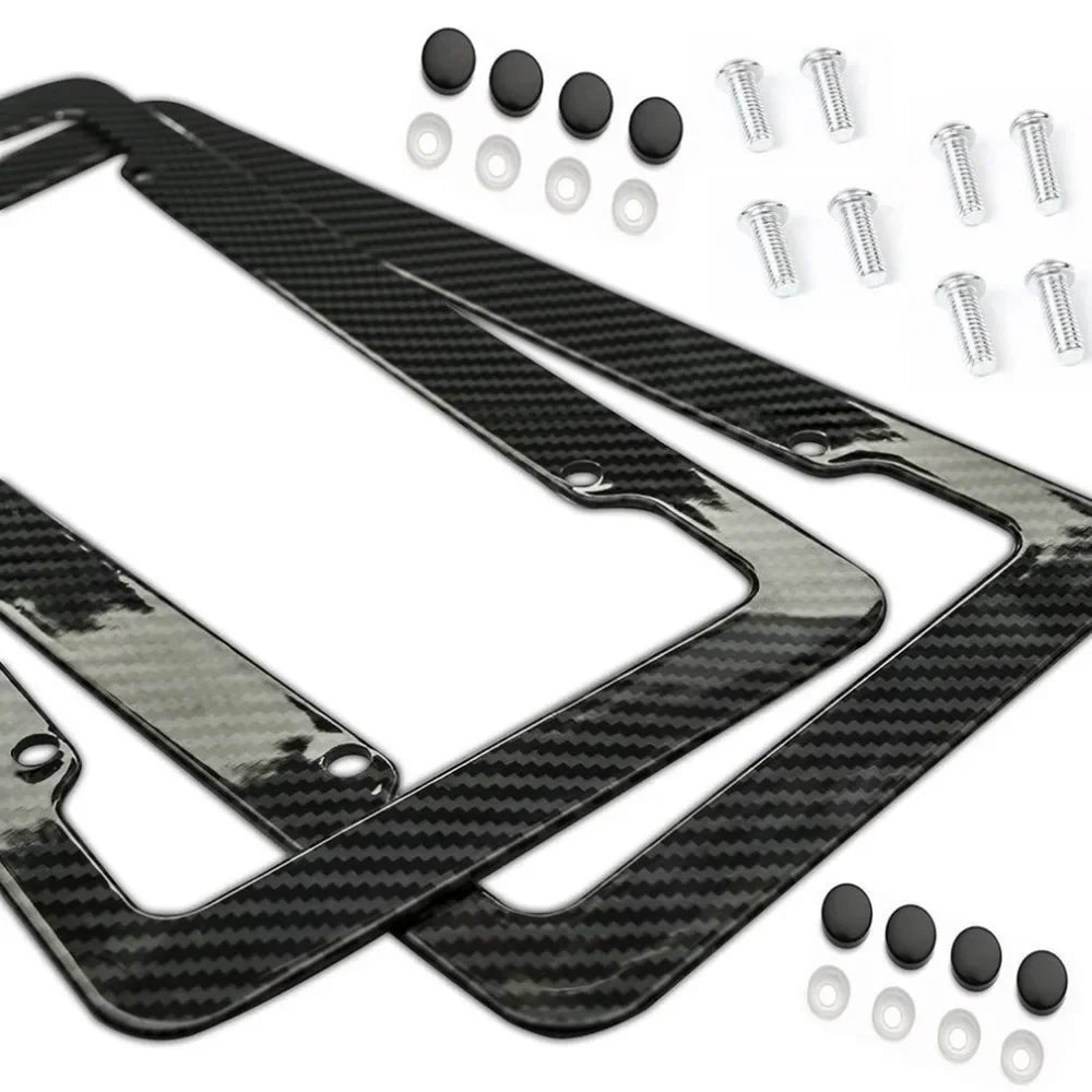 Carbon Fiber Style License Plate Frame with Screw Kit