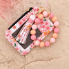Floral Print PU Leather Wristlet Keychain Wallet with Card Holder