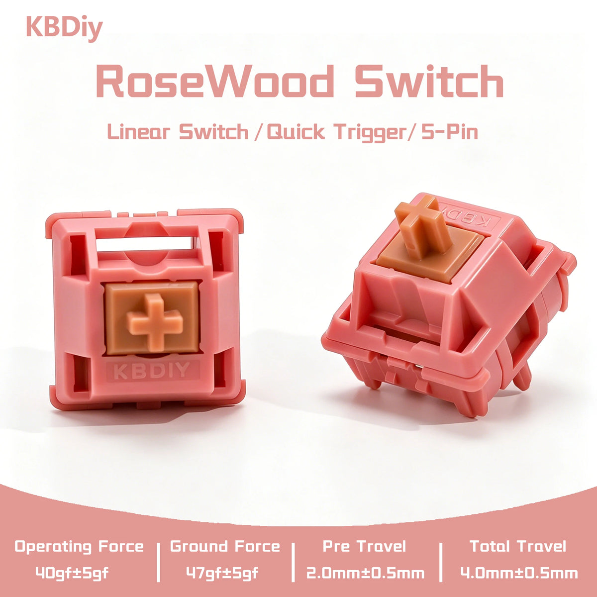 Rosewood Linear Mechanical Keyboard Switches (5-Pin, 40gf)