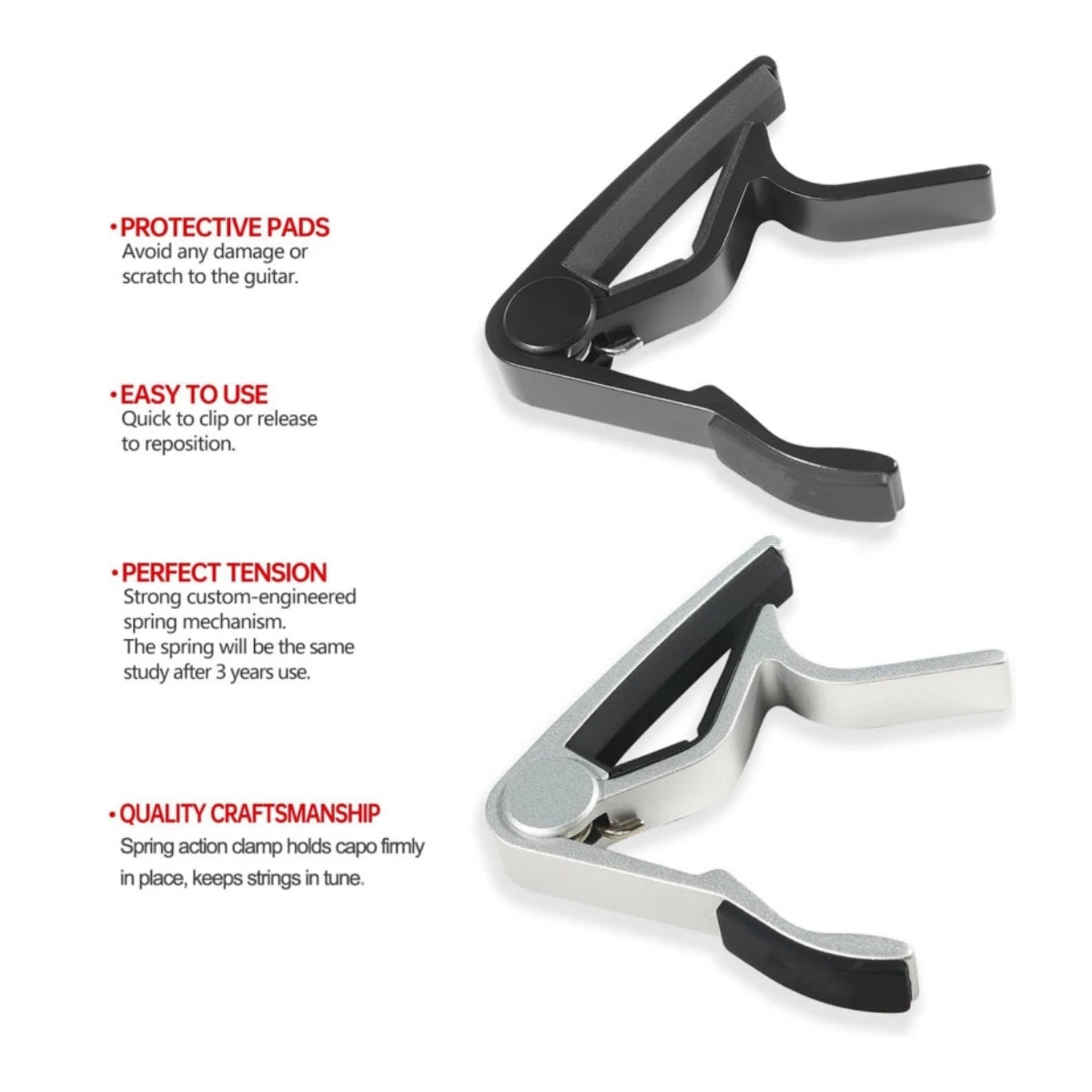 Precision Guitar Capo for Acoustic, Electric & Classical Guitars
