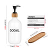 A white 500ml refillable soap dispenser bottle with a black pump and a wooden cap.