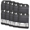 A set of black clip-on tool belt holsters designed for drills and power tools.