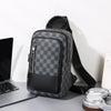 Men's Waterproof PU Leather Crossbody Bag with Geometric Pattern
