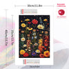 A floral diamond painting kit featuring various flowers and foliage in glass bottles on a vertical card.