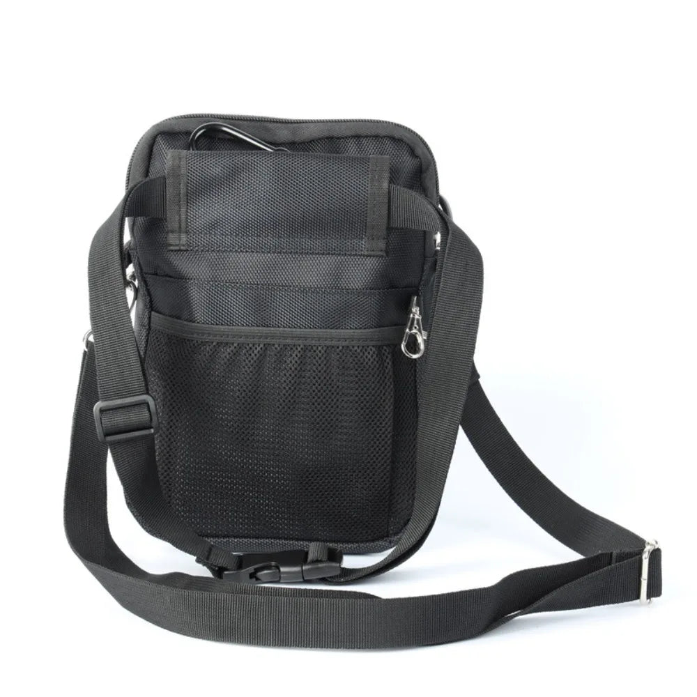 Black multi-pocket crossbody fanny pack designed for nurses