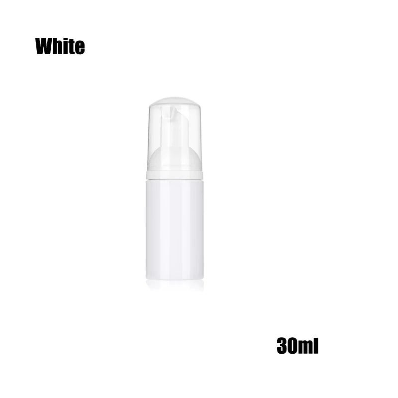 A white refillable foaming soap dispenser bottle.