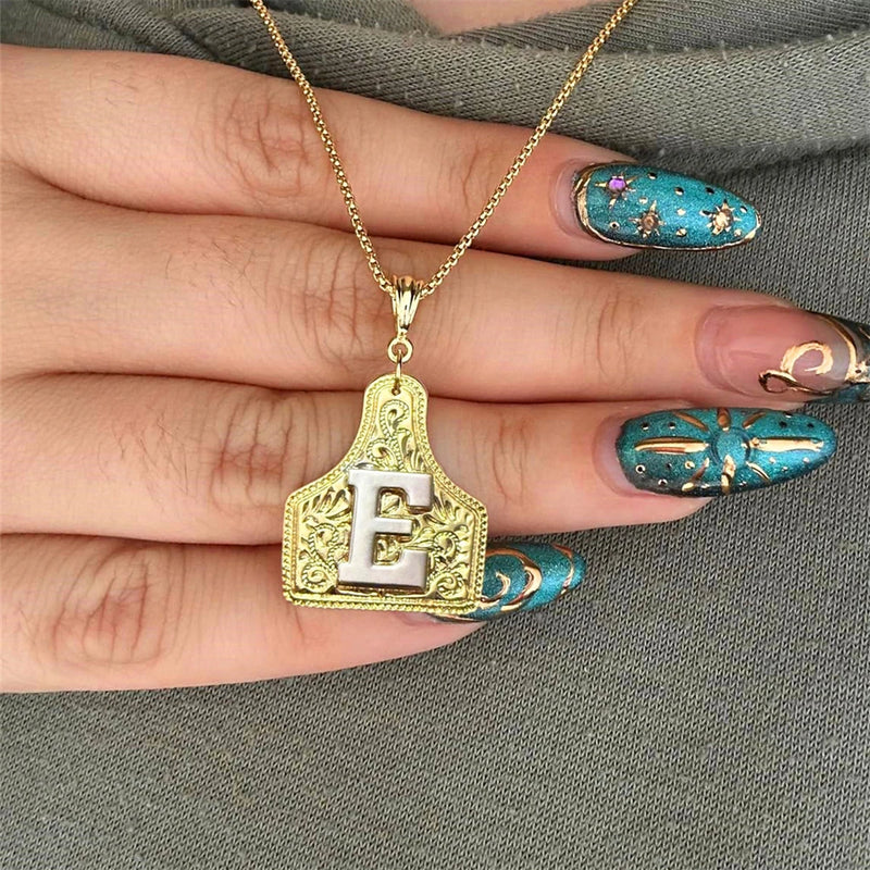 Western Cowgirl Initial Letter Necklace