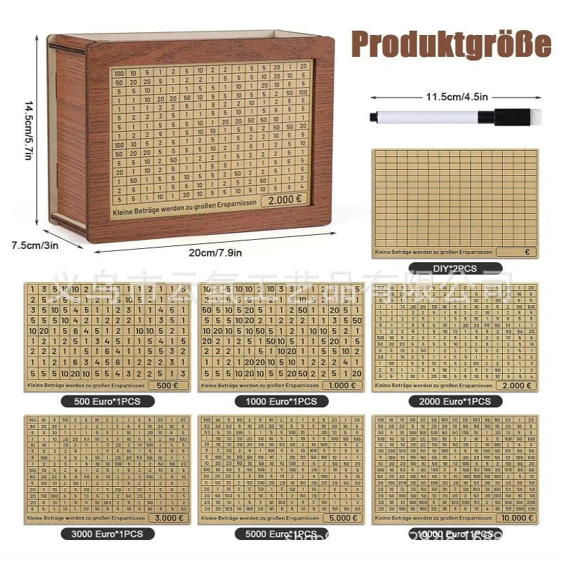 Caja de Ahorro de Madera con Contador