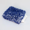 A deep blue microfiber car wash mitt with a white grip is shown on a white background.