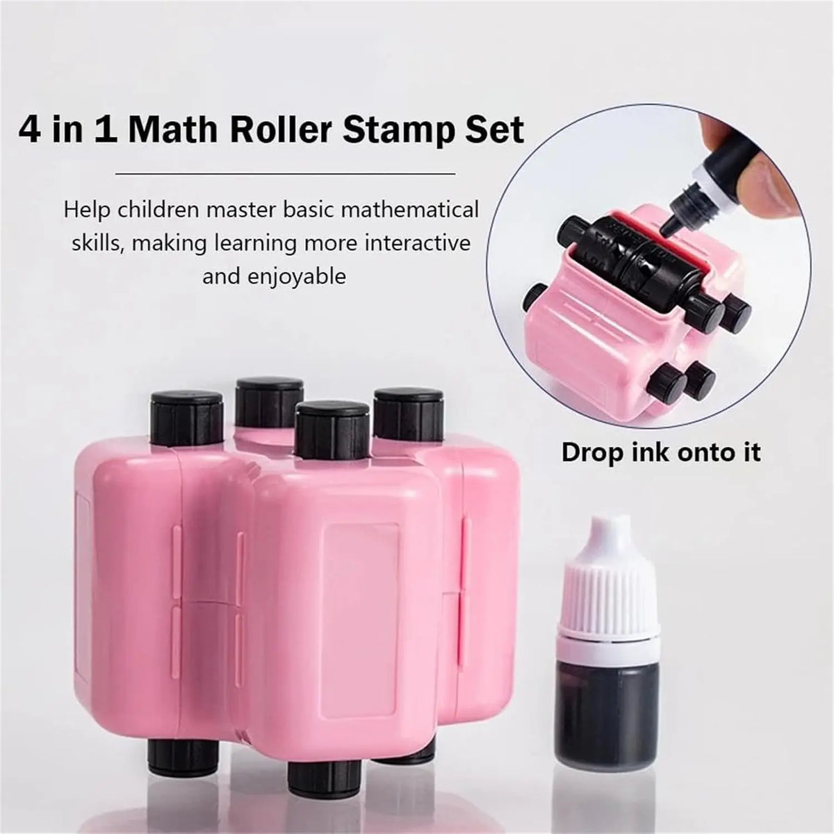 4-in-1 Math Roller Stamp Set – Addition, Subtraction, Multiplication & Division Practice