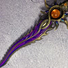 Full size collectible metal katana sword inspired by Naraka Bladepoint featuring a purple blade and an orange gem hilt