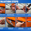Installation steps showing how to install dynamic LED side marker lights on a car body panel.