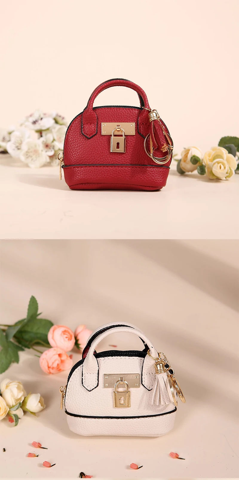 Mini Leather-Look Coin Purse with Keychain