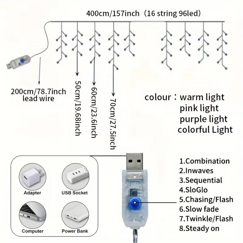 Guirlande LED Papillon Alimentée par USB