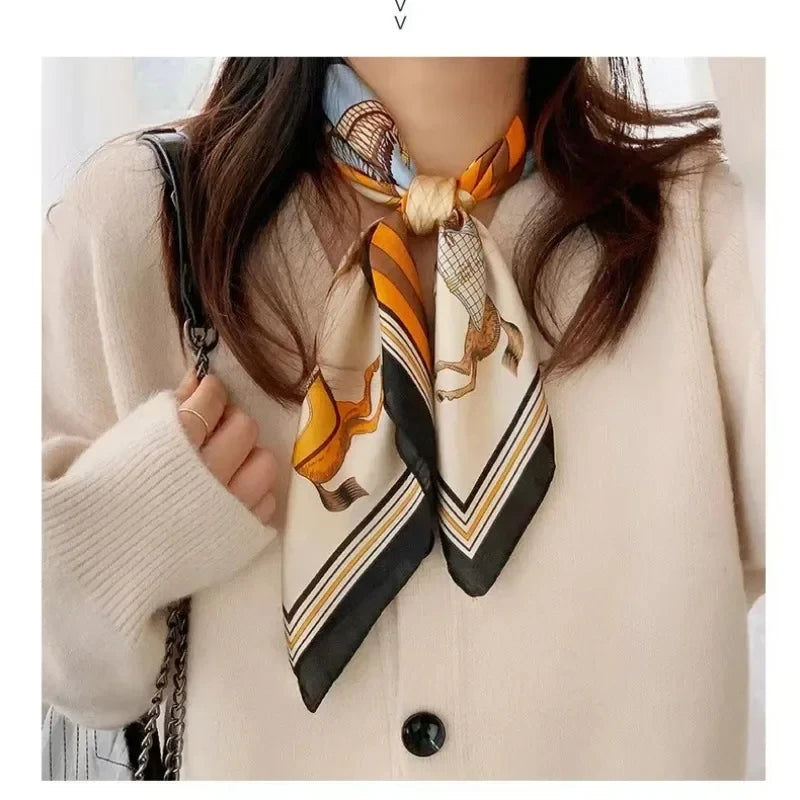 Silk-Feel Square Scarf for Women