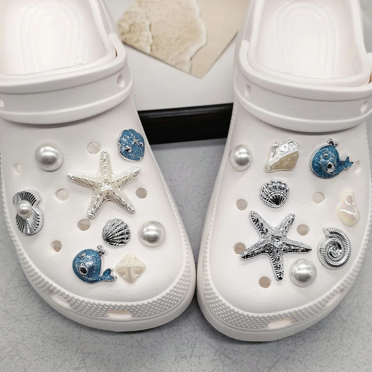 Beach-Themed Shoe Charms Set - 16 Pieces