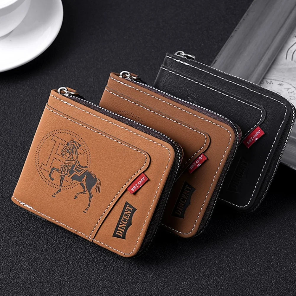 Vintage Waxed Leather Bifold Wallet with Coin Pocket