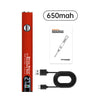 A red portable digital soldering iron pen with a black cord and charging components.