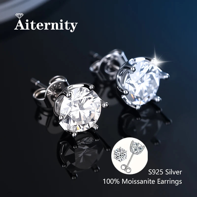 S925 Sterling Silver Moissanite Stud Earrings