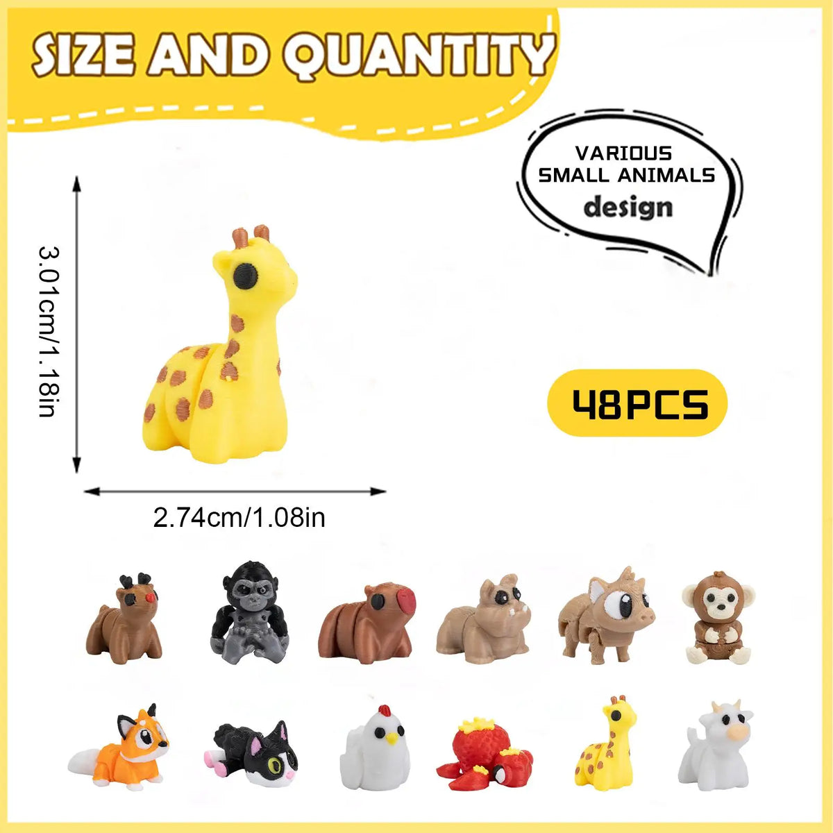 3D Printed Articulated Animal Figurine Set - 50 Piece Surprise Collection