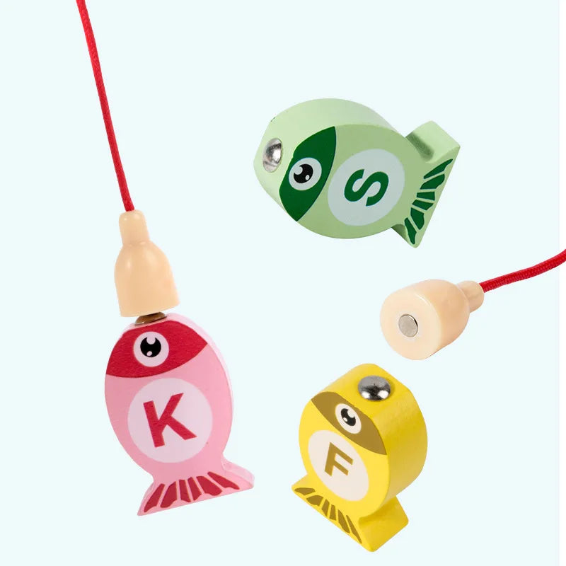 Wooden Alphabet and Number Fishing Game for Kids
