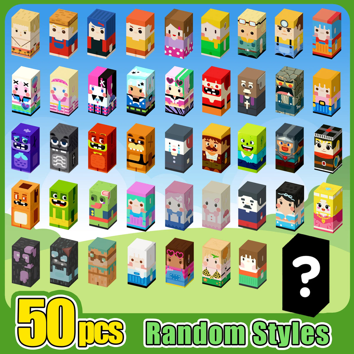 Magnetic Building Blocks STEM Toy Set with Character Cubes