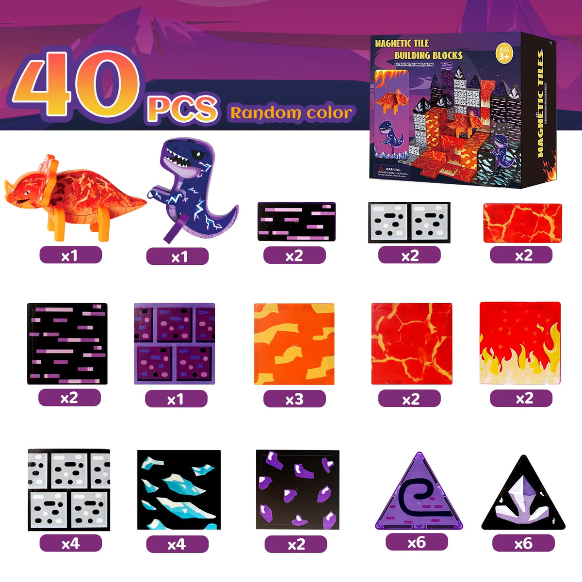 Magnetic Dinosaur Volcano Building Blocks Set