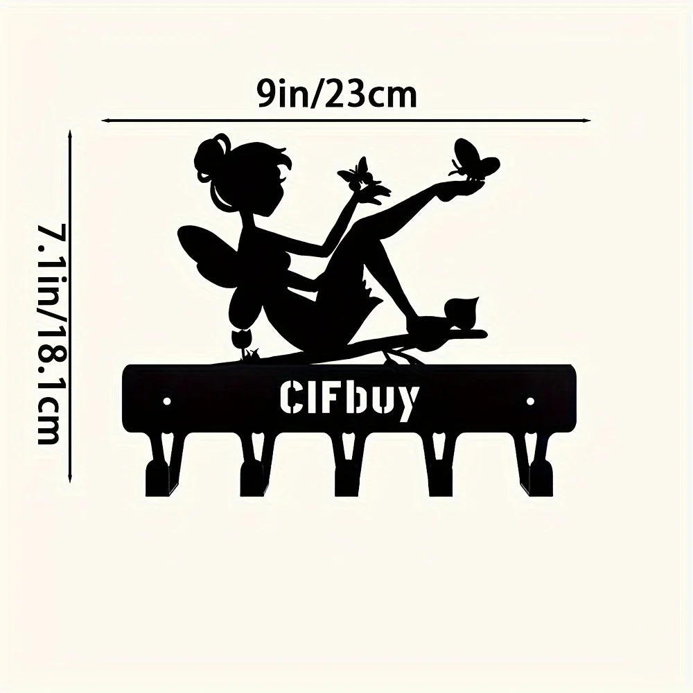 Wall-Mounted Metal Key Holder with 8 Hooks