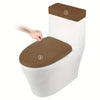 A white toilet seat with a brown fleece cover and lid, showing two numbered points on the seat.