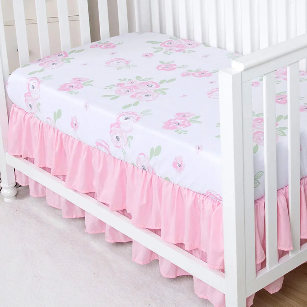Two-Layer Ruffled Crib Bed Skirt for Standard and Toddler Beds