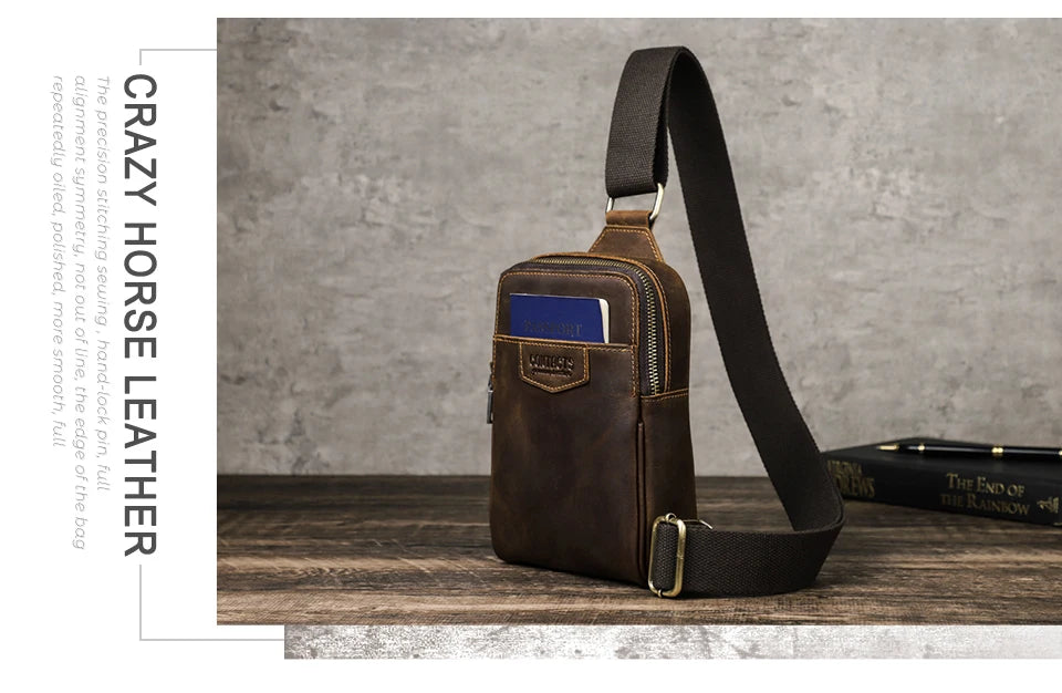 Genuine Leather Crossbody Sling Bag for Men