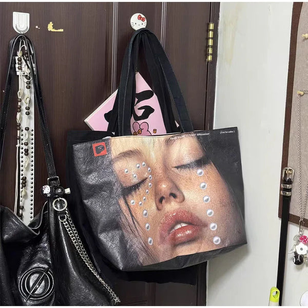 Classic PU Leather Tote Bag with Interior Zipper Pocket