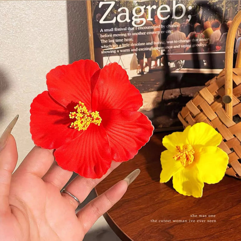 Tropical Hibiscus Flower Hair Clips