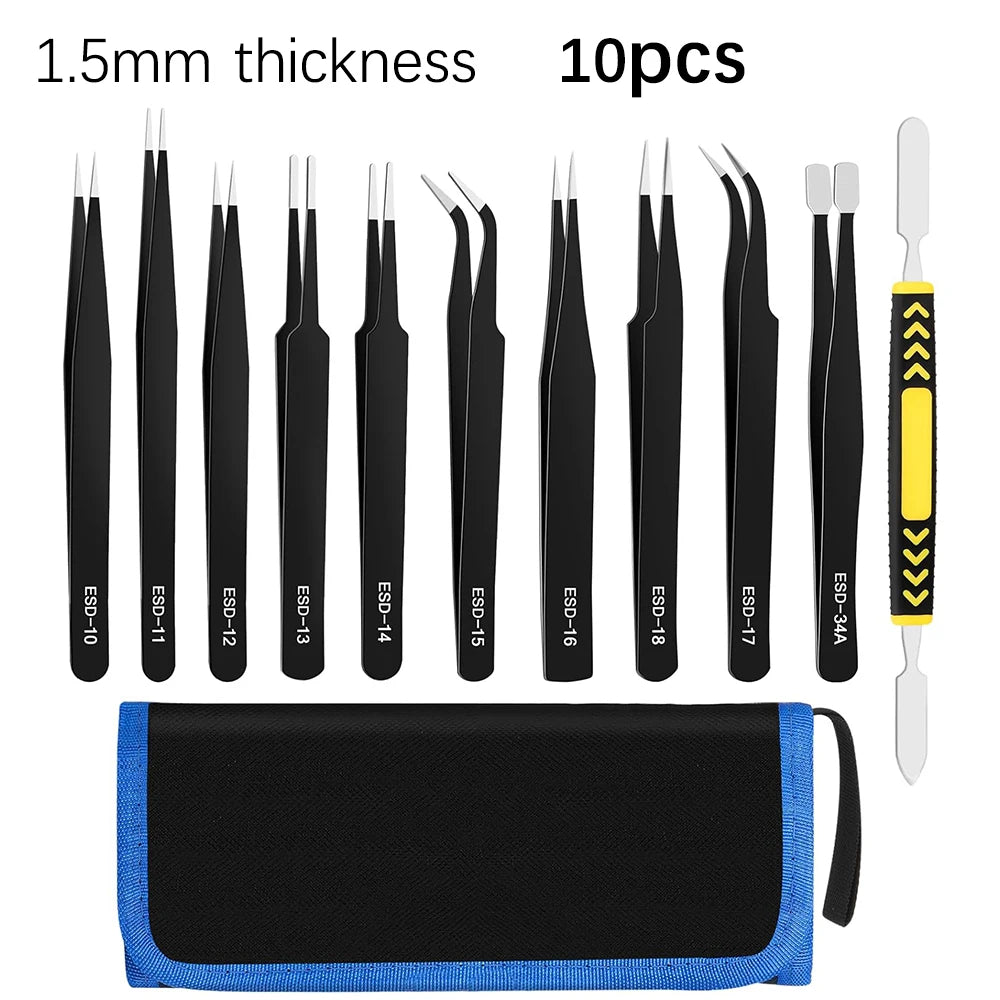 ESD-Safe Precision Tweezers Set for Electronics & Craft Work