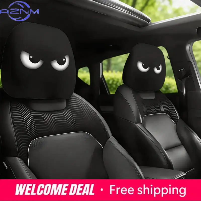 Funny Angry Eyes Car Headrest Covers (Set of 2)
