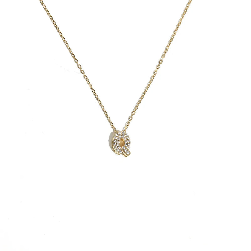 Initial Letter Pendant Necklace with Cubic Zirconia