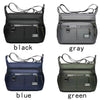 A set of men's business crossbody bags in black, gray, blue, and green.