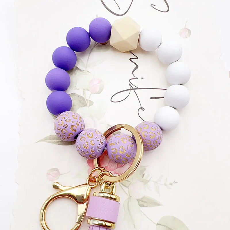 Boho Silicone Bead Keychain with Tassel