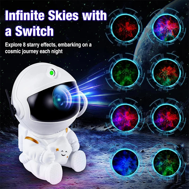 White Astronaut Star Projector Night Light