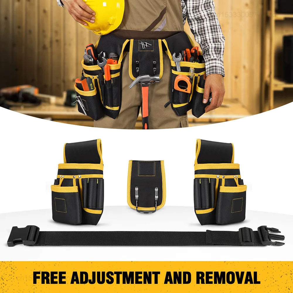 Adjustable Tool Belt with Detachable Pockets for Work and DIY