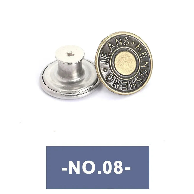 No-Sew Replacement Jeans Buttons - 17mm Metal Snap Buttons
