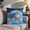 A cartoon pillow cover featuring a character inspired by Ponyo in shades of blue and orange